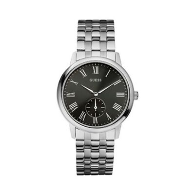 Mens silver bracelet watch with black dial w80046g1